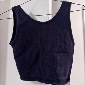 Black Ribbed Women's Tank Top